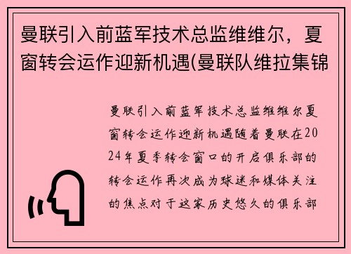 曼联引入前蓝军技术总监维维尔，夏窗转会运作迎新机遇(曼联队维拉集锦)