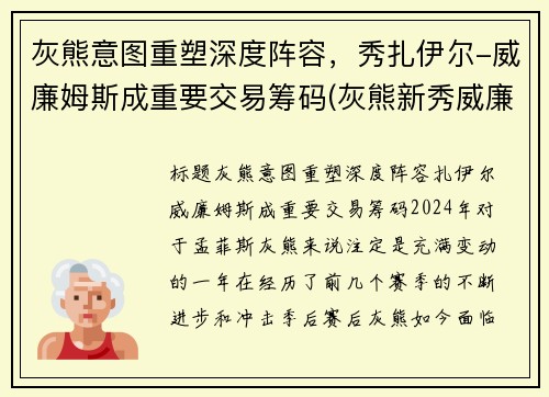 灰熊意图重塑深度阵容，秀扎伊尔-威廉姆斯成重要交易筹码(灰熊新秀威廉姆斯)